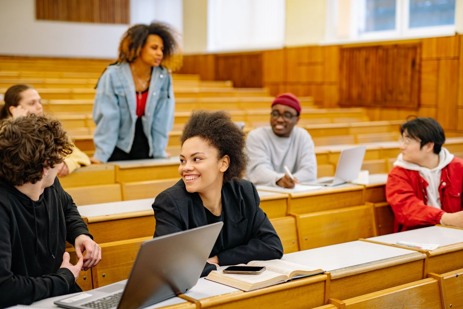Adult students engaged in classroom discussion